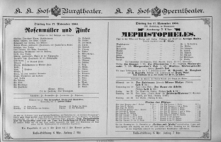 Theaterzettel (Oper und Burgtheater in Wien) 18851117 Seite: 1
