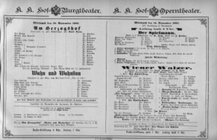 Theaterzettel (Oper und Burgtheater in Wien) 18851118 Seite: 1