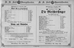 Theaterzettel (Oper und Burgtheater in Wien) 18851202 Seite: 1