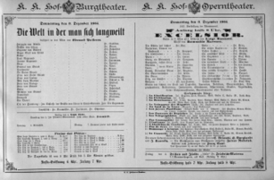 Theaterzettel (Oper und Burgtheater in Wien) 18851203 Seite: 1