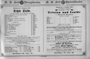 Theaterzettel (Oper und Burgtheater in Wien) 18851204 Seite: 1