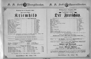 Theaterzettel (Oper und Burgtheater in Wien) 18851206 Seite: 1