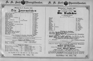 Theaterzettel (Oper und Burgtheater in Wien) 18851207 Seite: 1
