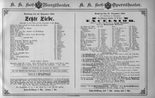 Theaterzettel (Oper und Burgtheater in Wien) 18851212 Seite: 1