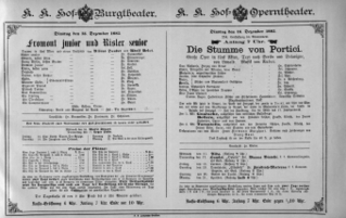 Theaterzettel (Oper und Burgtheater in Wien) 18851215 Seite: 1
