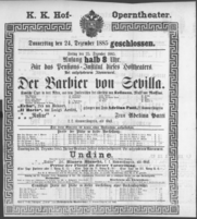 Theaterzettel (Oper und Burgtheater in Wien) 18851224 Seite: 1