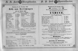 Theaterzettel (Oper und Burgtheater in Wien) 18851226 Seite: 1