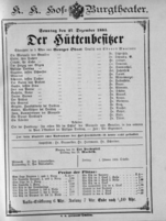 Theaterzettel (Oper und Burgtheater in Wien) 18851227 Seite: 1