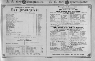 Theaterzettel (Oper und Burgtheater in Wien) 18851228 Seite: 1