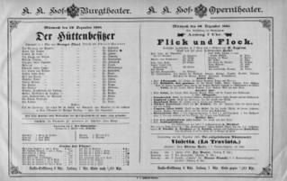 Theaterzettel (Oper und Burgtheater in Wien) 18851230 Seite: 1
