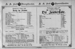 Theaterzettel (Oper und Burgtheater in Wien) 18860102 Seite: 1