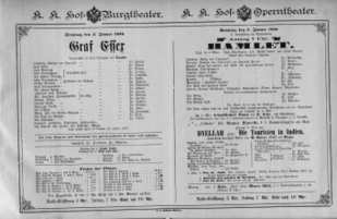 Theaterzettel (Oper und Burgtheater in Wien) 18860103 Seite: 1