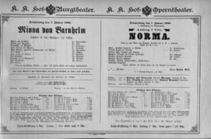 Theaterzettel (Oper und Burgtheater in Wien) 18860107 Seite: 1