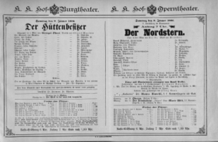 Theaterzettel (Oper und Burgtheater in Wien) 18860109 Seite: 1