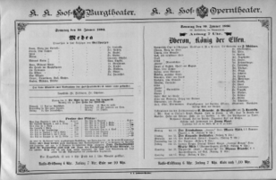 Theaterzettel (Oper und Burgtheater in Wien) 18860110 Seite: 1