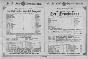 Theaterzettel (Oper und Burgtheater in Wien) 18860111 Seite: 1