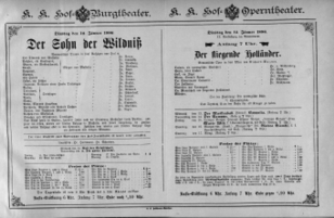 Theaterzettel (Oper und Burgtheater in Wien) 18860112 Seite: 1
