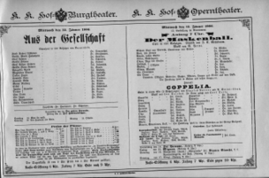 Theaterzettel (Oper und Burgtheater in Wien) 18860113 Seite: 1