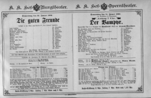 Theaterzettel (Oper und Burgtheater in Wien) 18860114 Seite: 1
