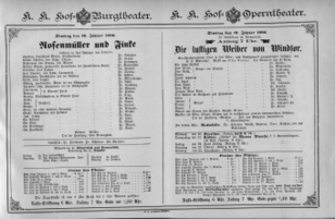 Theaterzettel (Oper und Burgtheater in Wien) 18860119 Seite: 1