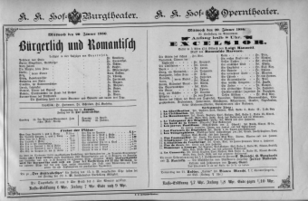 Theaterzettel (Oper und Burgtheater in Wien) 18860120 Seite: 1