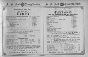 Theaterzettel (Oper und Burgtheater in Wien) 18860124 Seite: 1