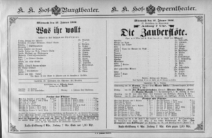 Theaterzettel (Oper und Burgtheater in Wien) 18860127 Seite: 1