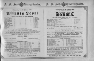Theaterzettel (Oper und Burgtheater in Wien) 18860128 Seite: 1