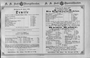 Theaterzettel (Oper und Burgtheater in Wien) 18860129 Seite: 1