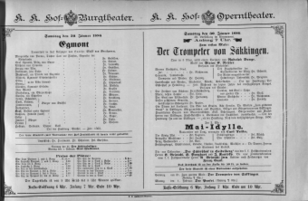 Theaterzettel (Oper und Burgtheater in Wien) 18860130 Seite: 1
