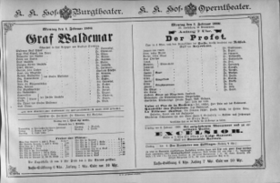 Theaterzettel (Oper und Burgtheater in Wien) 18860201 Seite: 1