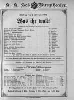 Theaterzettel (Oper und Burgtheater in Wien) 18860202 Seite: 1