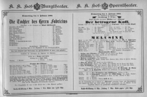 Theaterzettel (Oper und Burgtheater in Wien) 18860204 Seite: 1