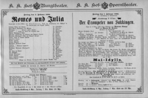 Theaterzettel (Oper und Burgtheater in Wien) 18860205 Seite: 1