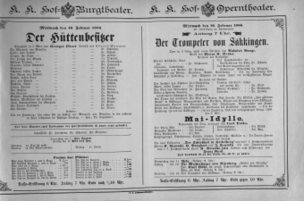Theaterzettel (Oper und Burgtheater in Wien) 18860210 Seite: 1