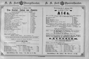 Theaterzettel (Oper und Burgtheater in Wien) 18860211 Seite: 1