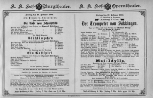Theaterzettel (Oper und Burgtheater in Wien) 18860219 Seite: 1