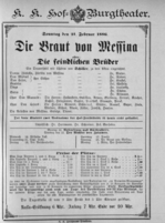 Theaterzettel (Oper und Burgtheater in Wien) 18860221 Seite: 1