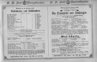 Theaterzettel (Oper und Burgtheater in Wien) 18860222 Seite: 1