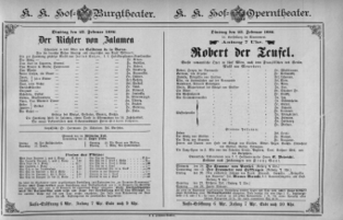 Theaterzettel (Oper und Burgtheater in Wien) 18860223 Seite: 1