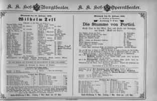 Theaterzettel (Oper und Burgtheater in Wien) 18860224 Seite: 1