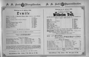 Theaterzettel (Oper und Burgtheater in Wien) 18860227 Seite: 1