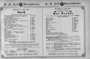 Theaterzettel (Oper und Burgtheater in Wien) 18860303 Seite: 1