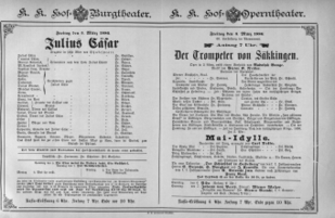 Theaterzettel (Oper und Burgtheater in Wien) 18860305 Seite: 1