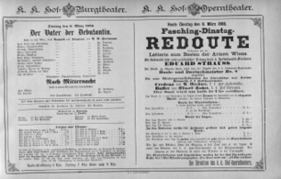 Theaterzettel (Oper und Burgtheater in Wien) 18860309 Seite: 1