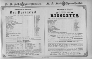 Theaterzettel (Oper und Burgtheater in Wien) 18860313 Seite: 1