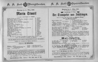 Theaterzettel (Oper und Burgtheater in Wien) 18860314 Seite: 1