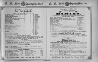 Theaterzettel (Oper und Burgtheater in Wien) 18860316 Seite: 1