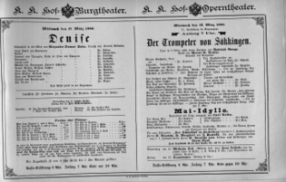 Theaterzettel (Oper und Burgtheater in Wien) 18860317 Seite: 1
