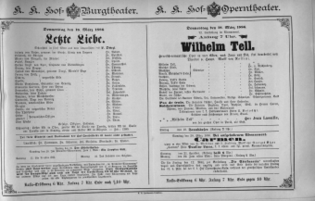Theaterzettel (Oper und Burgtheater in Wien) 18860318 Seite: 1